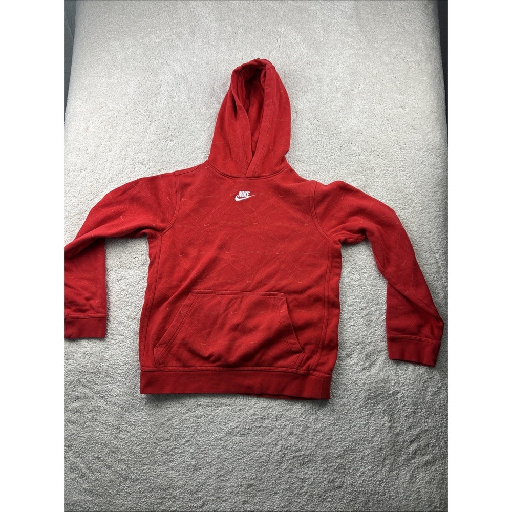 Nike Hoodie Child Large Red Cowl Neck‎ Thin Athletic Sweatshirt Swish